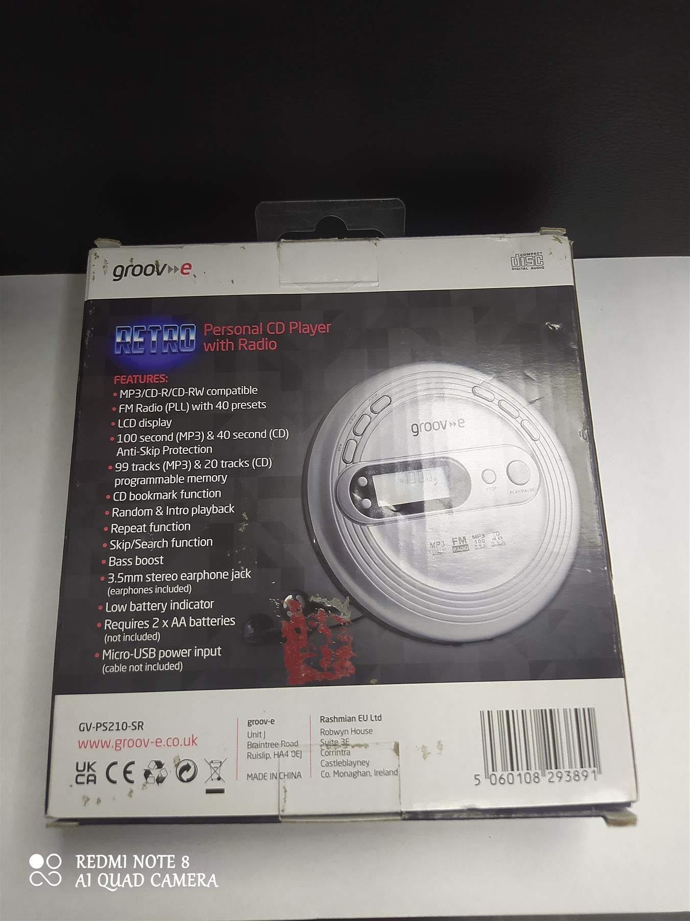 Groov-e Retro Personal CD Player MP3 playback radio Silver FM LCD Display