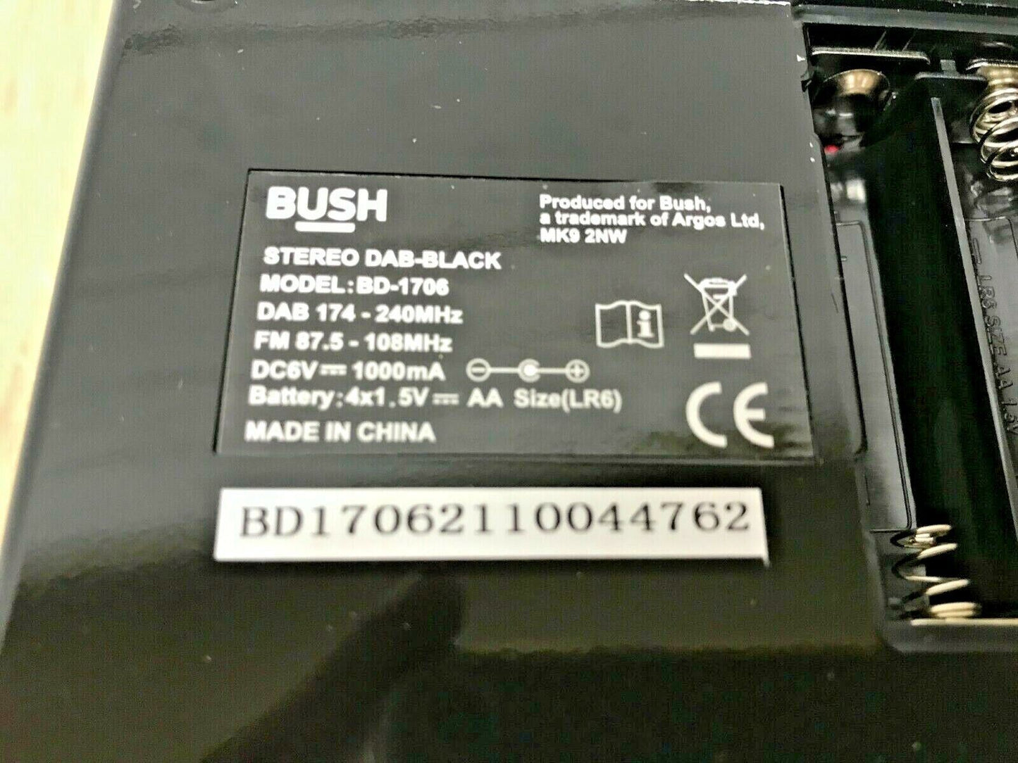 Bush Portable RDS Stereo LCD Mains Battery Sleep Timer 6RMS DAB FM Radio Digital
