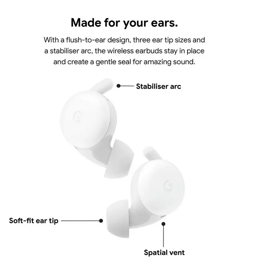 Genuine GOOGLE Pixel Buds A-Series Wireless Bluetooth Earphones - Clearly White