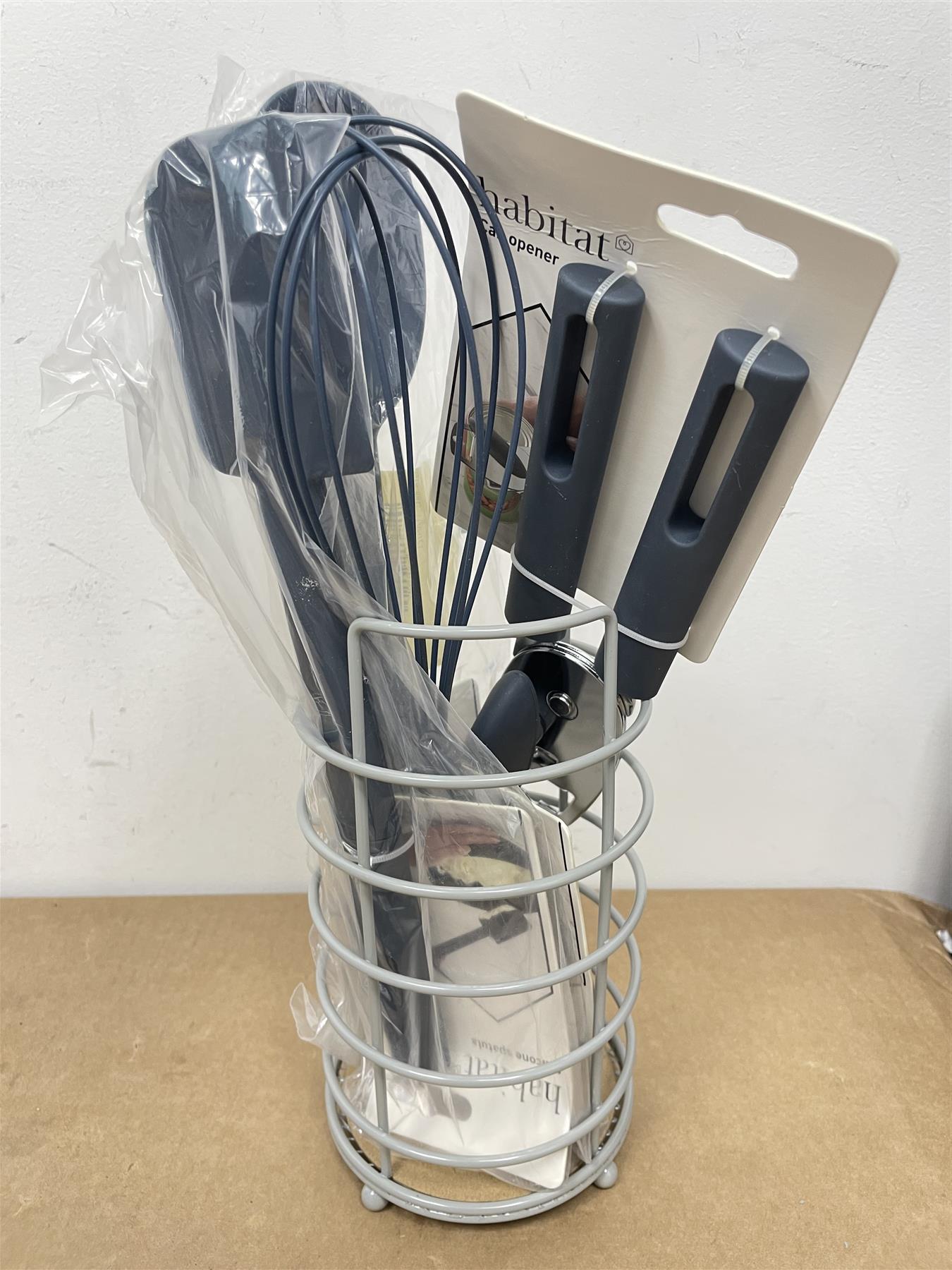 Habitat Wire Dish Drainer, Cutlery & other 5 Piece Silicone Kitchen Utensils Set