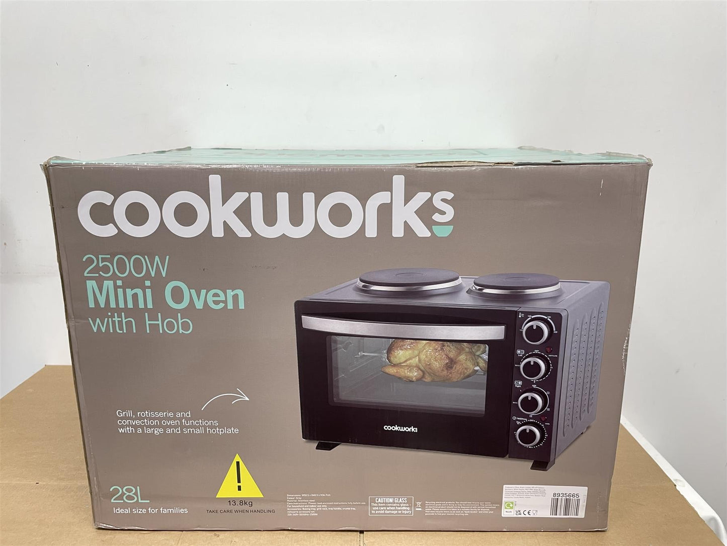 Cookworks 28L Mini Oven with Hob Cooker Grill & Rotisserie oven Hotplate