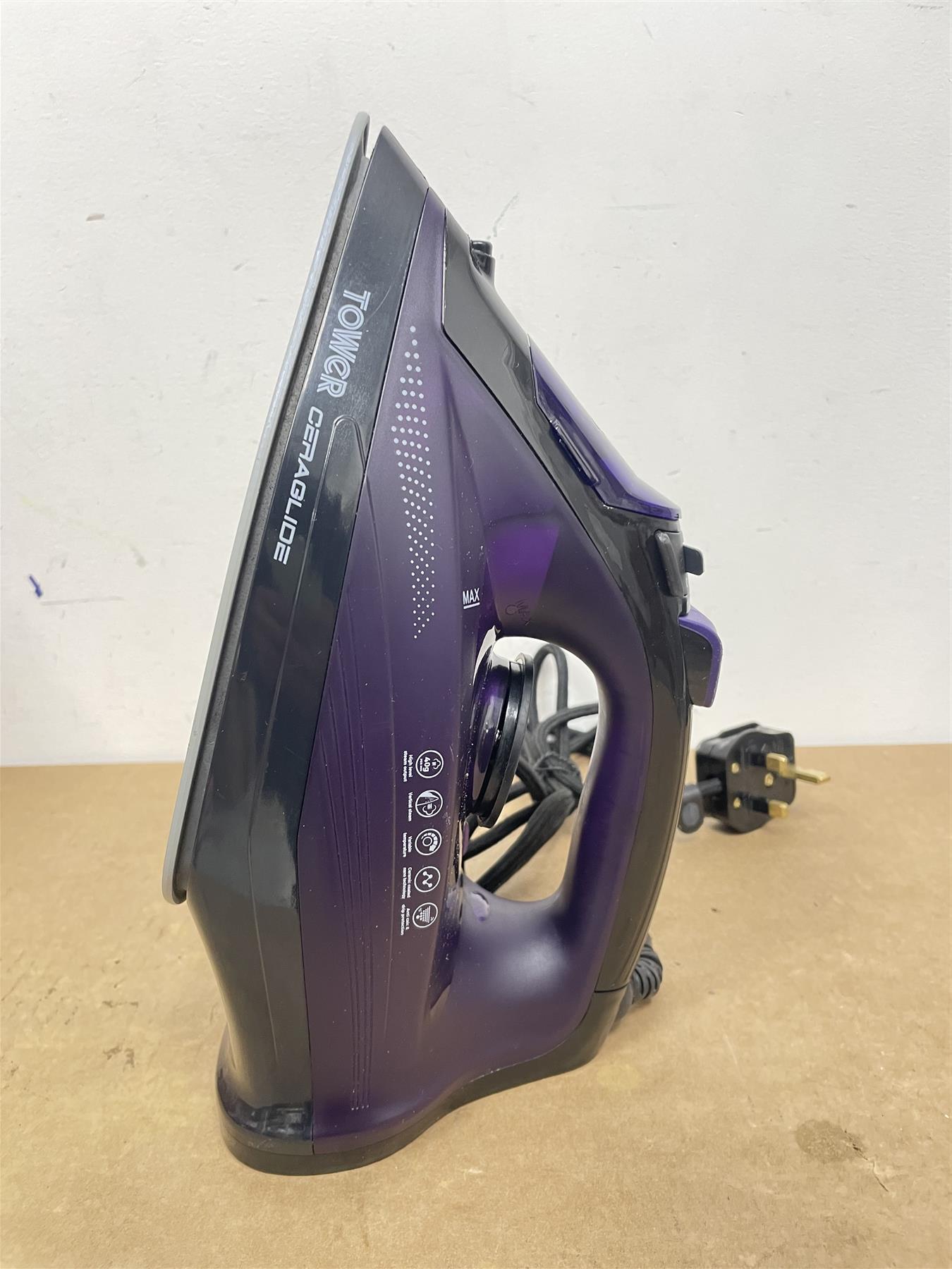 Steam Iron 2600W, Tower T22011 CeraGlide Ceramic Soleplate Ultra speed - Purple