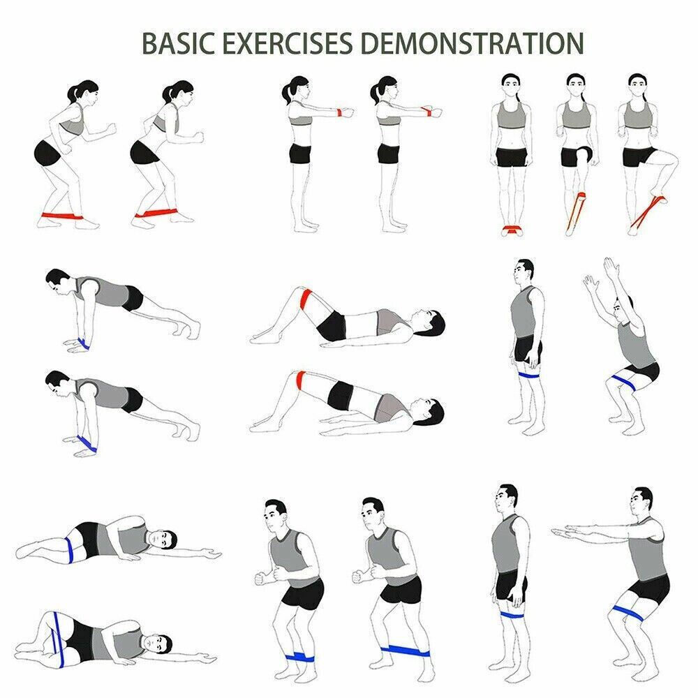 Natural Latex Resistance Bands Exercise Loop Home Gym Fitness Yoga Sports Set x3