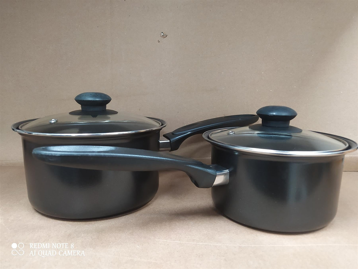Home 2 piece Steel Pan Set Non Stick carbon steel with Lids milk sauce pot