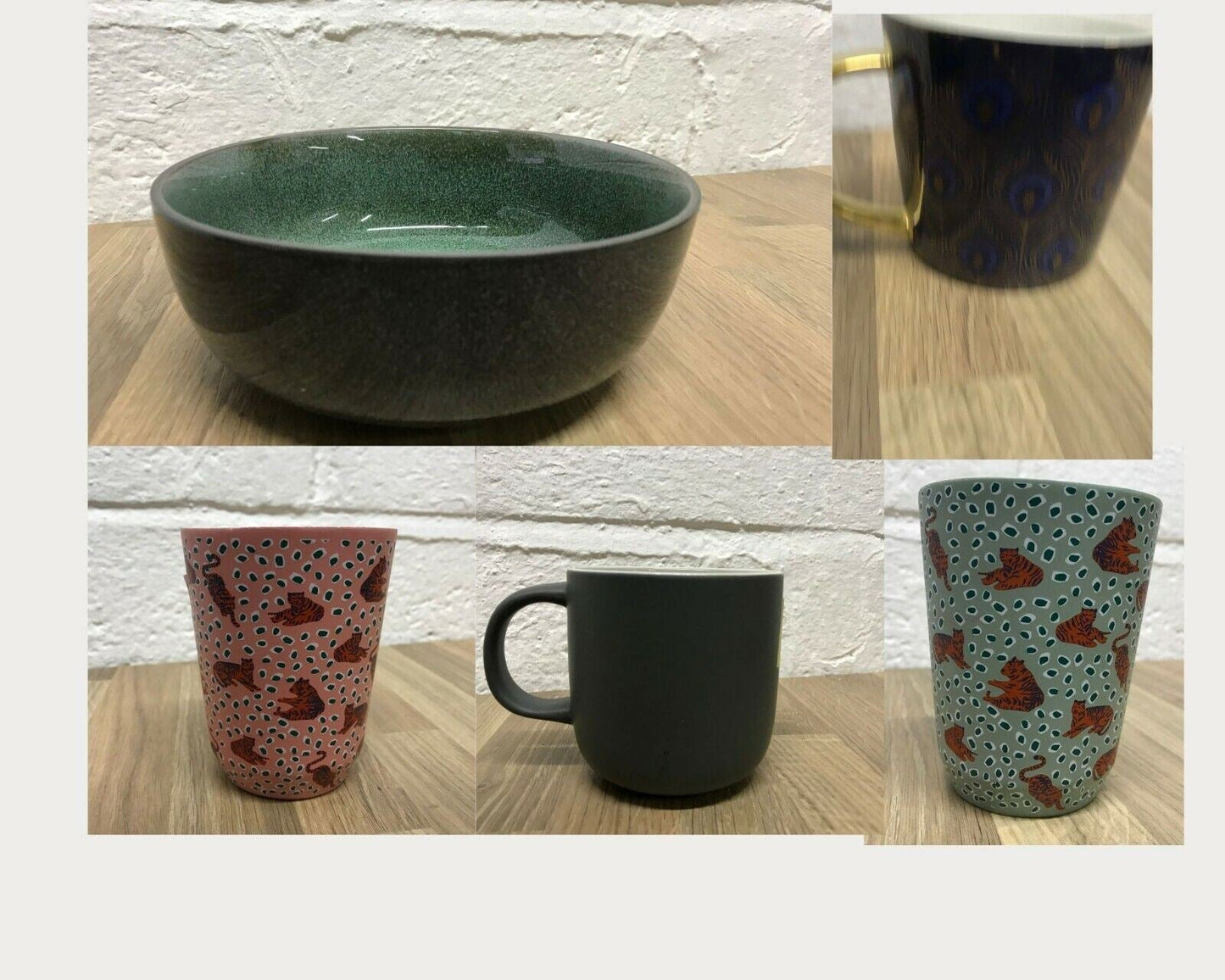 John Lewis Ceramic Mugs and Glasses JobLot Stock Clearance Stock Sale 16 Units