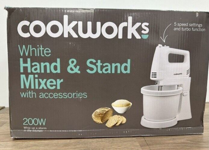 Cookworks Hand and Stand Mixer Electric kitchen 200W kitchen 5 Speed White
