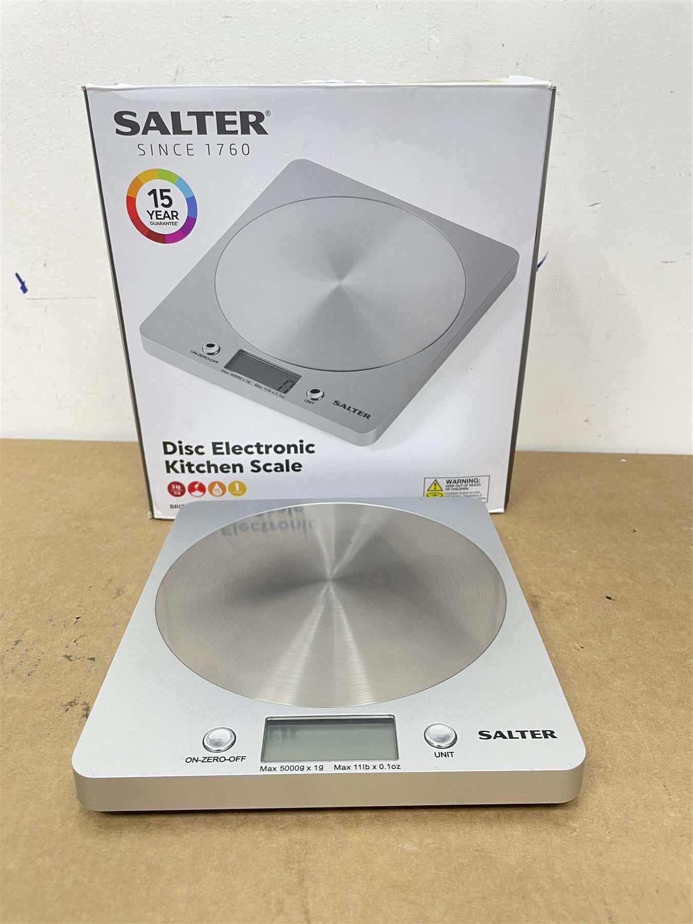 Salter Electronic Kitchen Scale Max capacity 5kg with Steel Platform - Silver