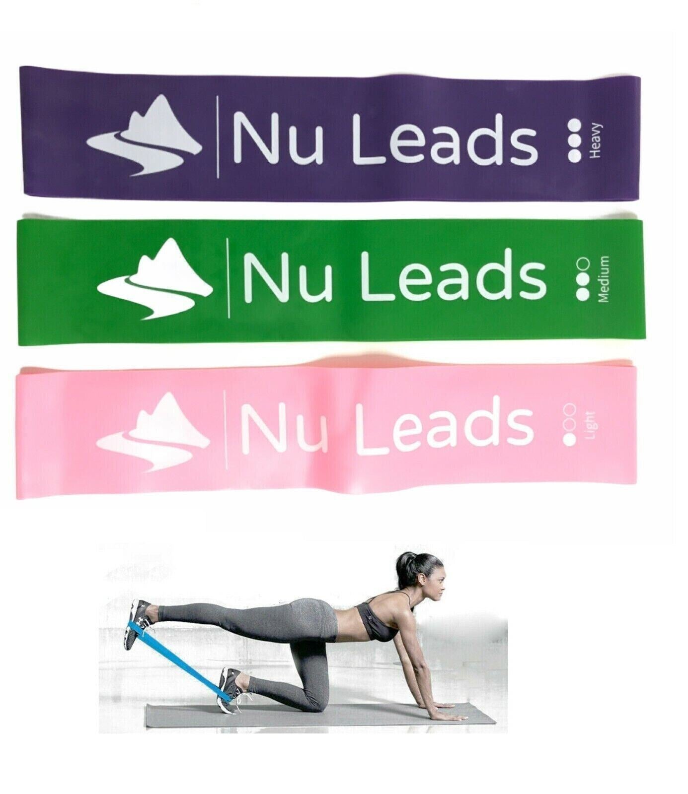 Natural Latex Resistance Bands Exercise Loop Home Gym Fitness Yoga Sports Set x3