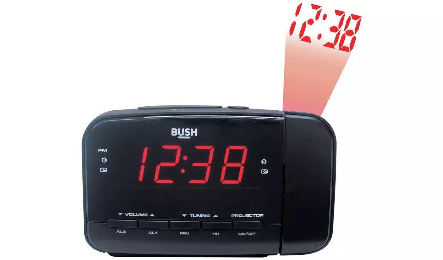 Bush AM FM Radio Projection Alarm Clock Large Display Bedside Sleep Timer Snooze
