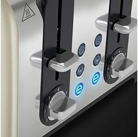 Russell Hobbs Worcester 4 Slice Cream Toaster Extra Wide Stainless Steel Defrost