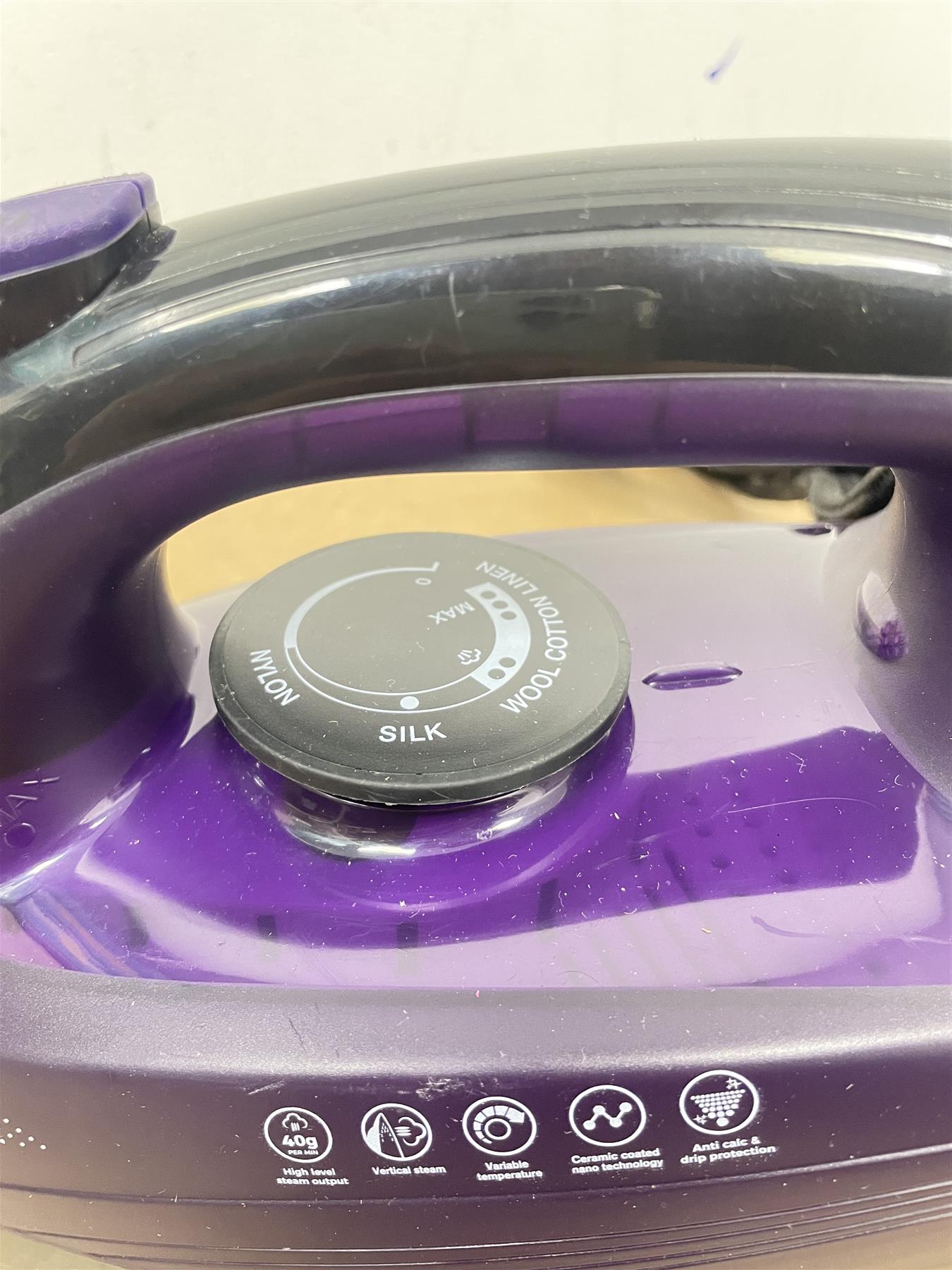 Steam Iron 2600W, Tower T22011 CeraGlide Ceramic Soleplate Ultra speed - Purple