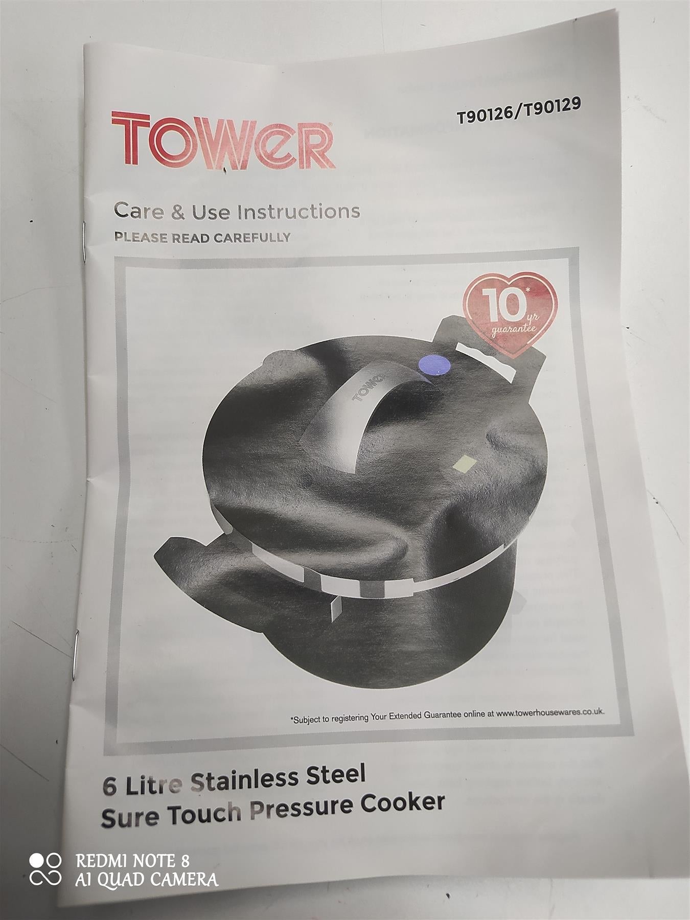 Tower 6L Sure Touch Pressure Cooker all hobs pressure indicator steamer rack