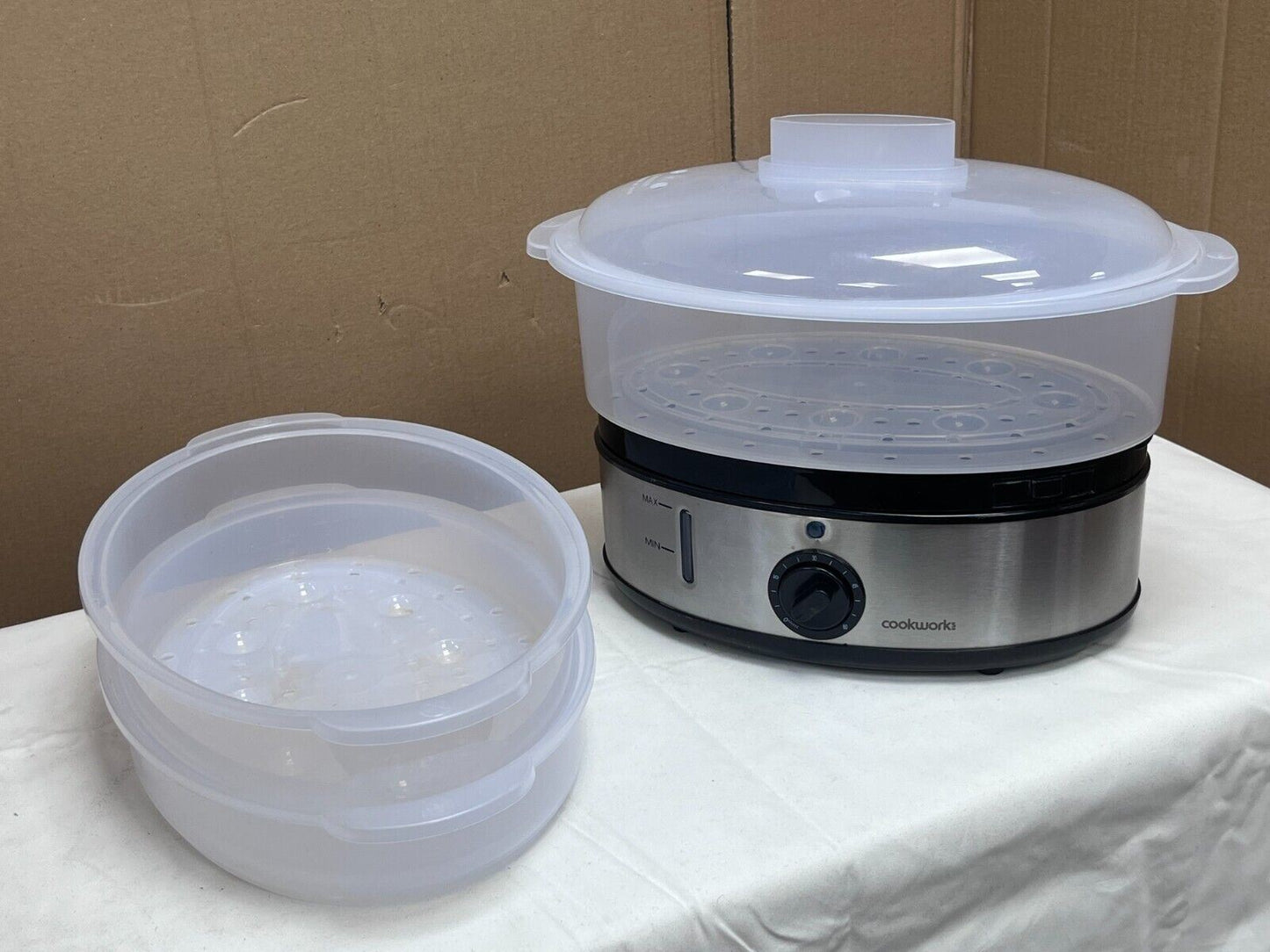 Cookworks kitchen XJ-10303 3 Tier Bowl Electric Food Vegetable Steamer White