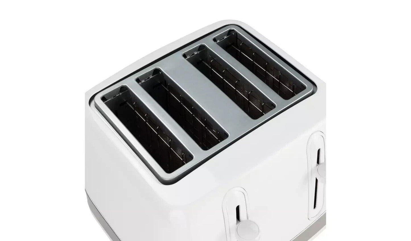 Cookworks Toaster Illuminated 4 Slice Extra Wide Slots Bagel White Toastie