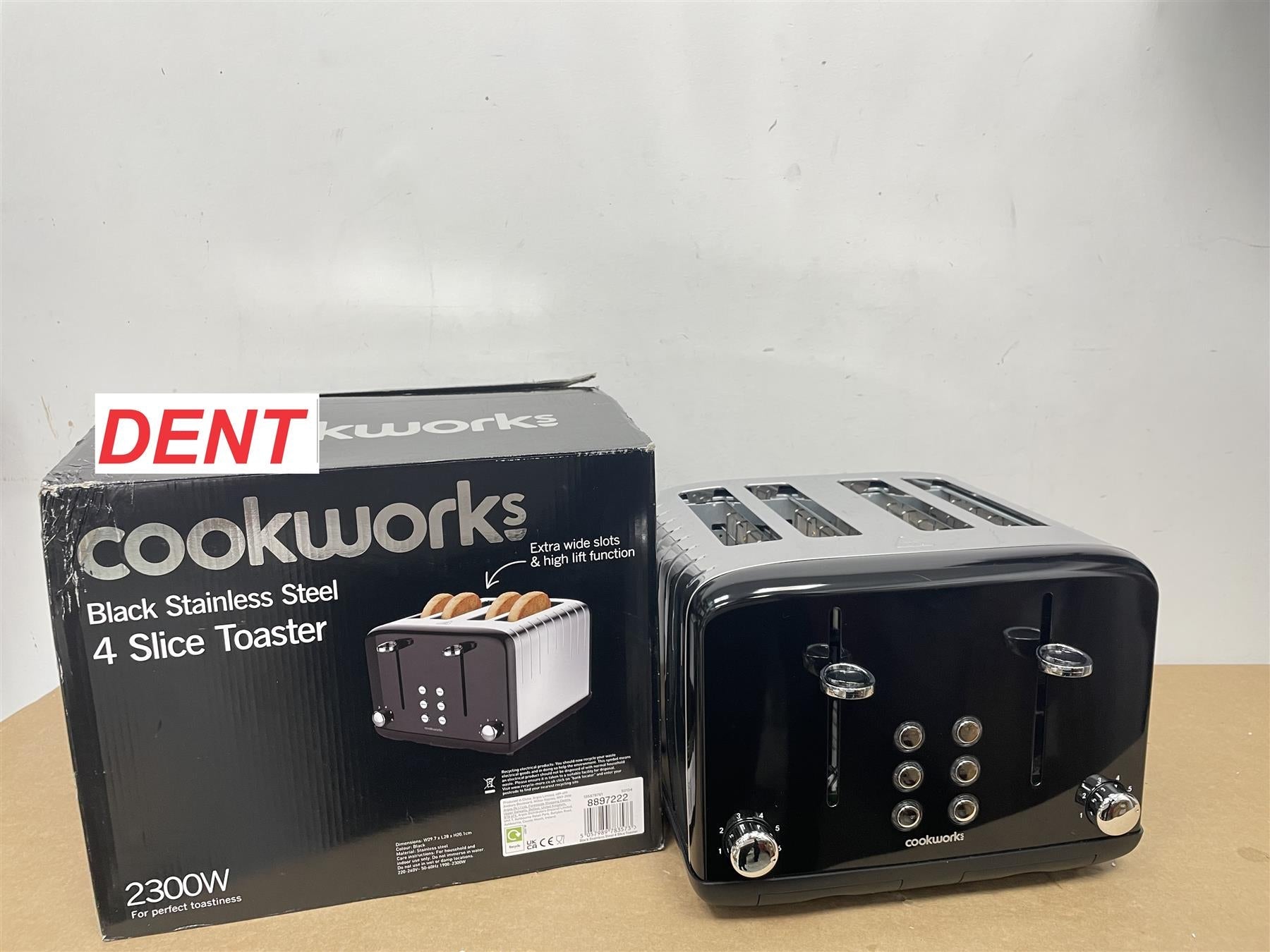 Cookworks Pyramid 4 Slice Toaster Black Wide Slots And High Lift Featu ...