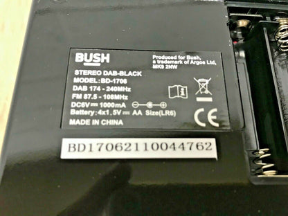 Bush Portable RDS Stereo LCD Mains Battery Sleep Timer 6RMS DAB FM Radio Digital