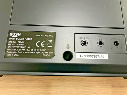 Bush Portable Bluetooth Digital DAB+ FM Radio Mains Battery Sleep Snooze 4W RMS