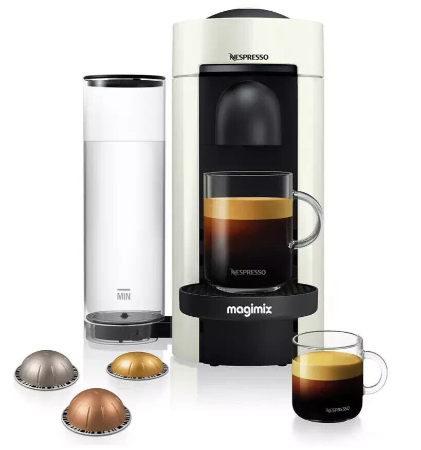 Magimix Nespresso Coffee Machine Vertuo Plus Pod Coffee Machine Espresso Ristretto maker-WHITE