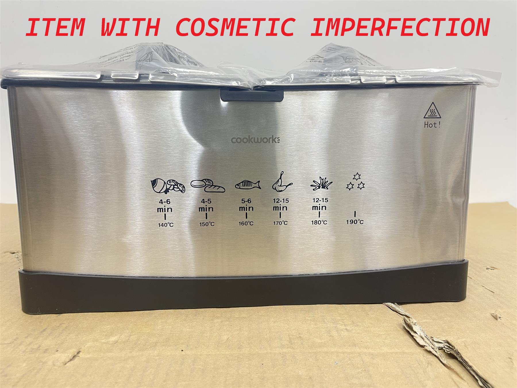 Cookworks Fryer Cookworks 5L Twin Professional Deep Fat Fryer Commercial Stainless Ste ...