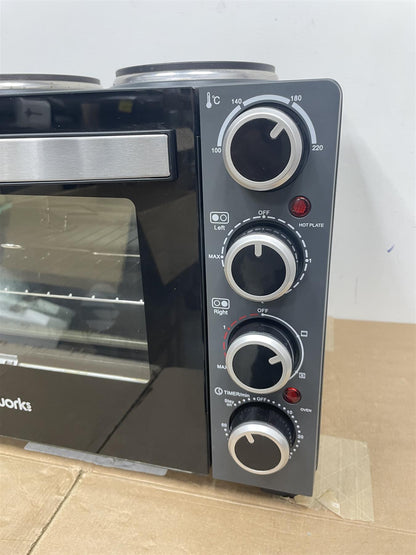 Cookworks 28L Mini Oven with Hob Cooker Grill & Rotisserie oven Hotplate 2500W