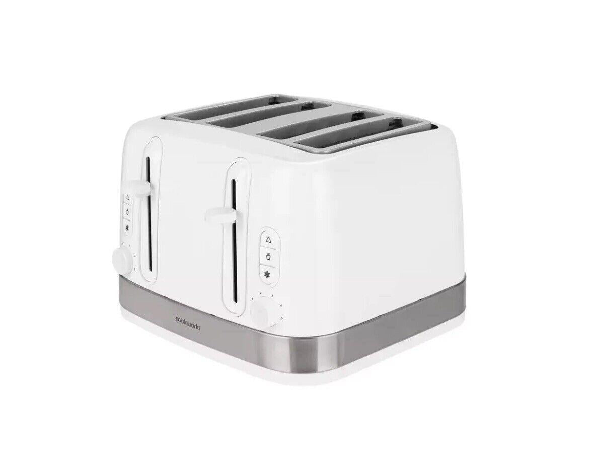 Cookworks Toaster Illuminated 4 Slice Extra Wide Slots Bagel White Toa ...