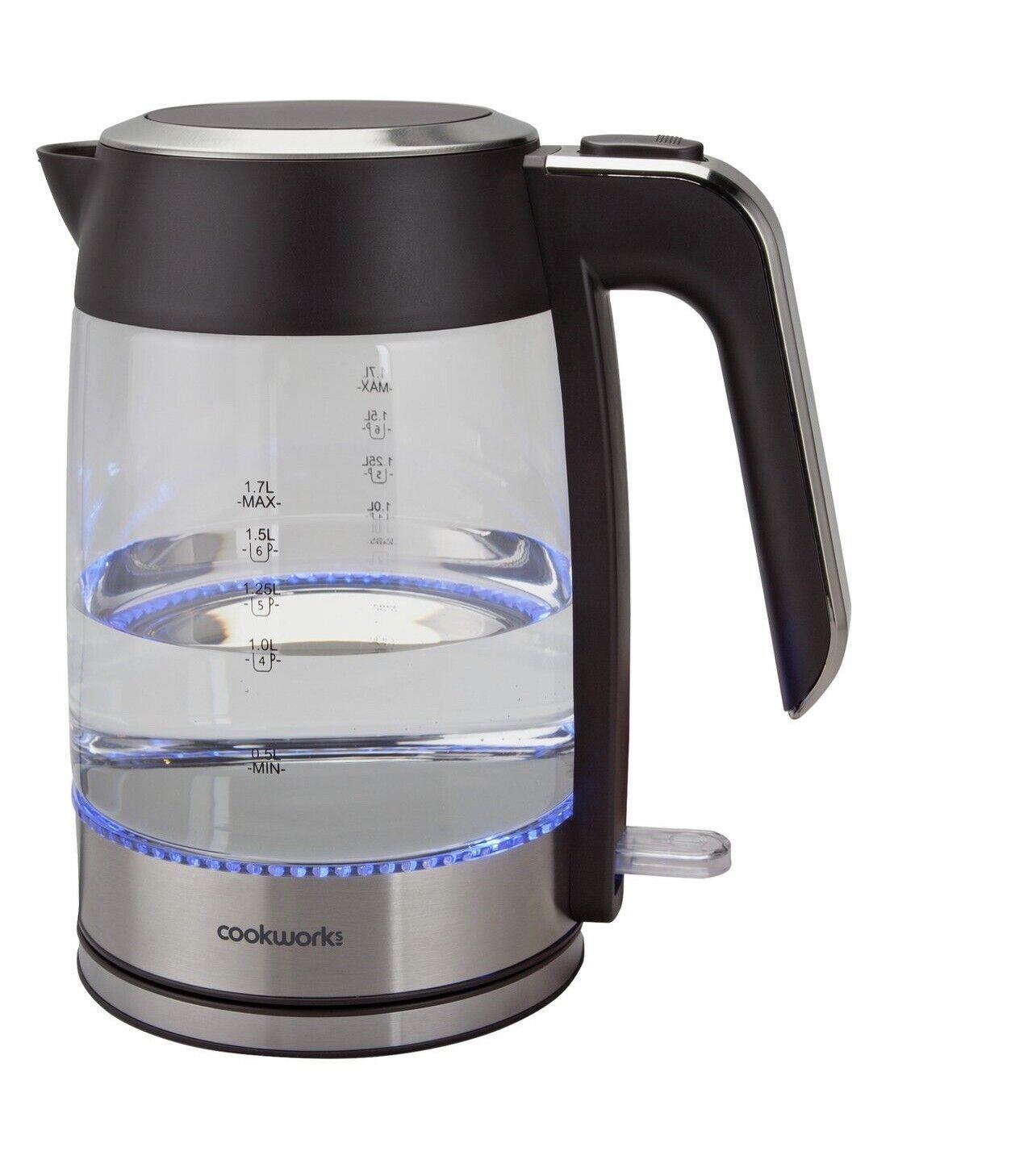 Cookworks Kitchen Electric water boil Illuminating Kettle Glass&Stainless Steel