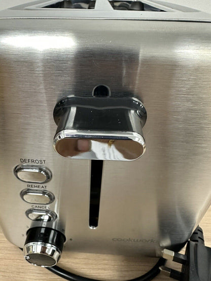 Cookworks 2 Slice Toaster - 7 toast settings Wide slots Brushed Stainless Steel