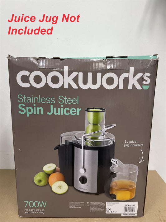 Cookworks Kitchen Electric 700W 1L Spin Juicer Juice Extractor Machine- Black