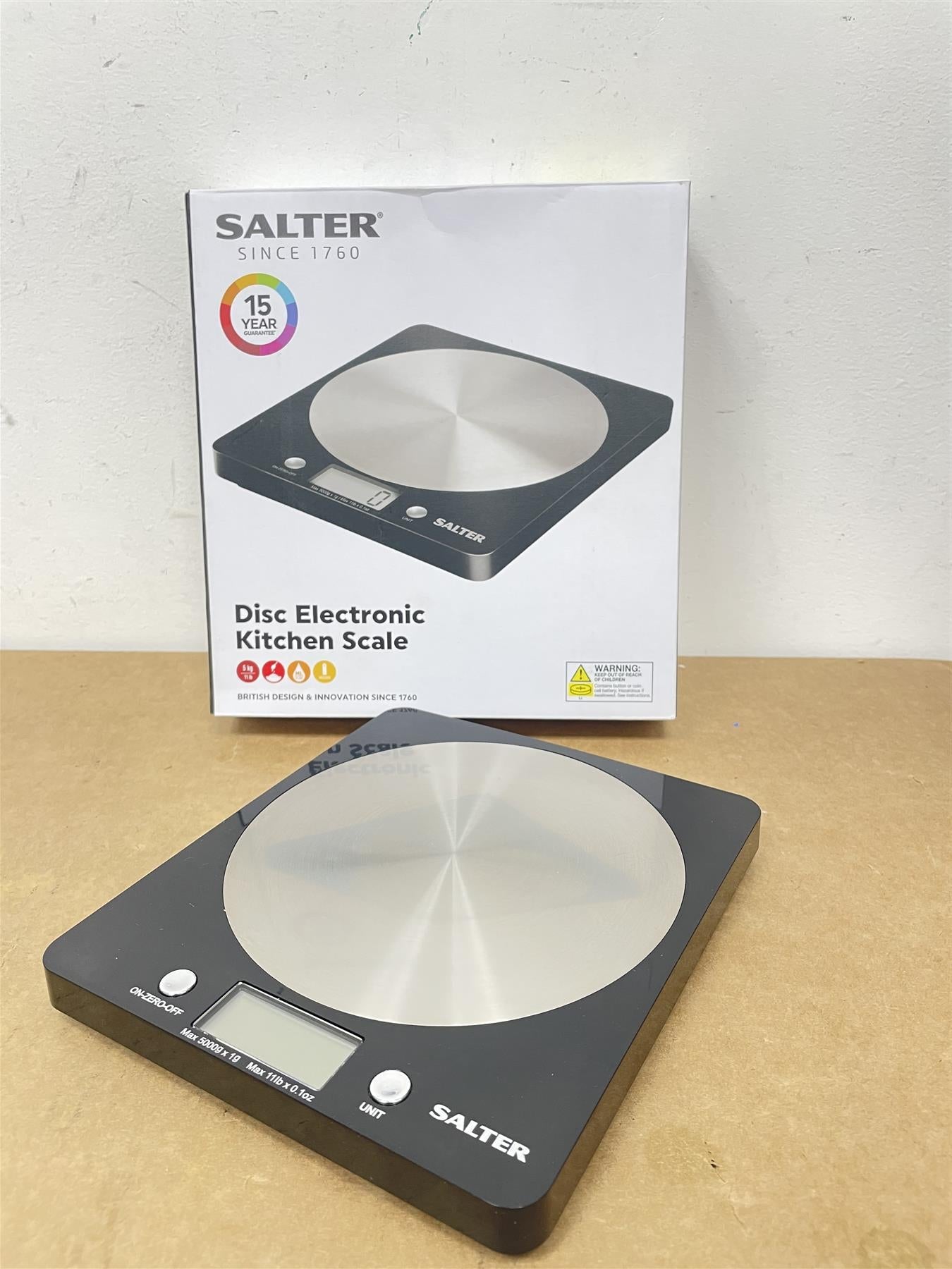 Salter Electronic Scale LCD display Max Capacity 5kgwith Steel Platform - Black