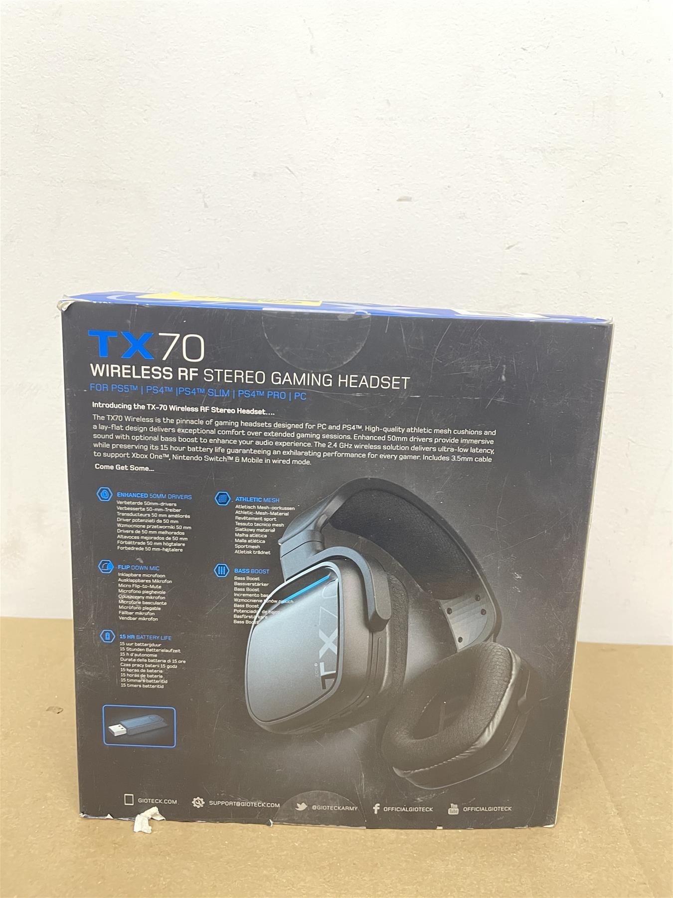 Gioteck TX70 Bluetooth Wired Wireless Gaming Headset Headphone Multi Platform