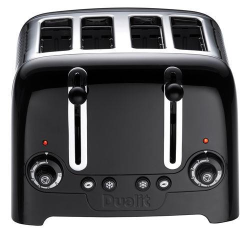 Dualit 4 Slice Lite Toaster Extra Wide Stainless Steel Defrost Black Slots Bagel