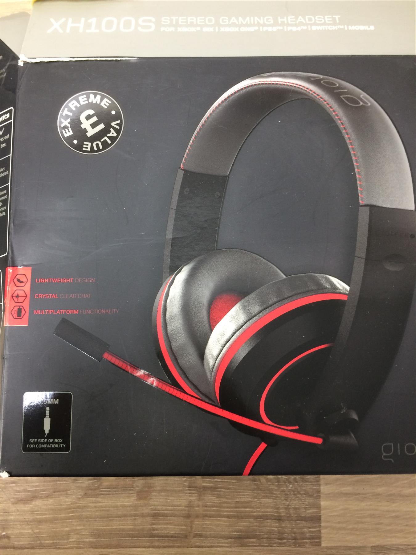 Gioteck XH100S WIRED Headset Stereo Gaming Grey Red electronics