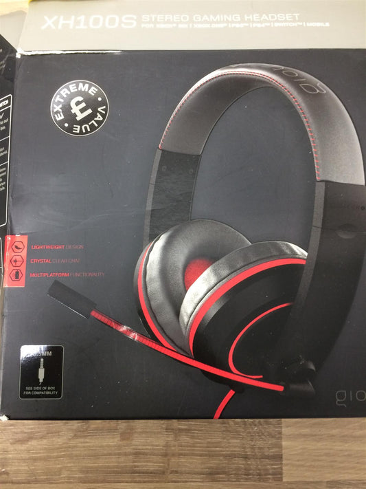 Gioteck XH100S WIRED Headset Stereo Gaming Grey Red