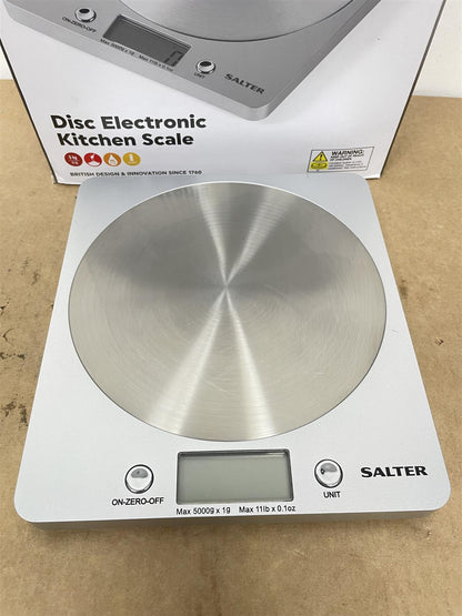 Salter Electronic Kitchen Scale Max capacity 5kg with Steel Platform - Silver