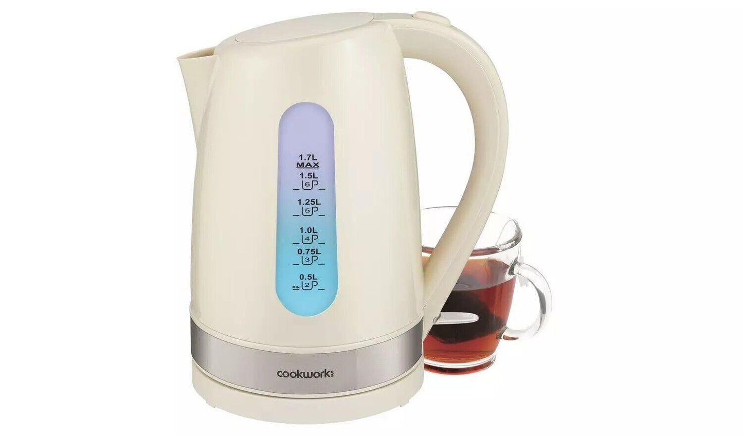 Cookworks Plastic Illuminated electric jug Kettle Protection rapid boil Cream