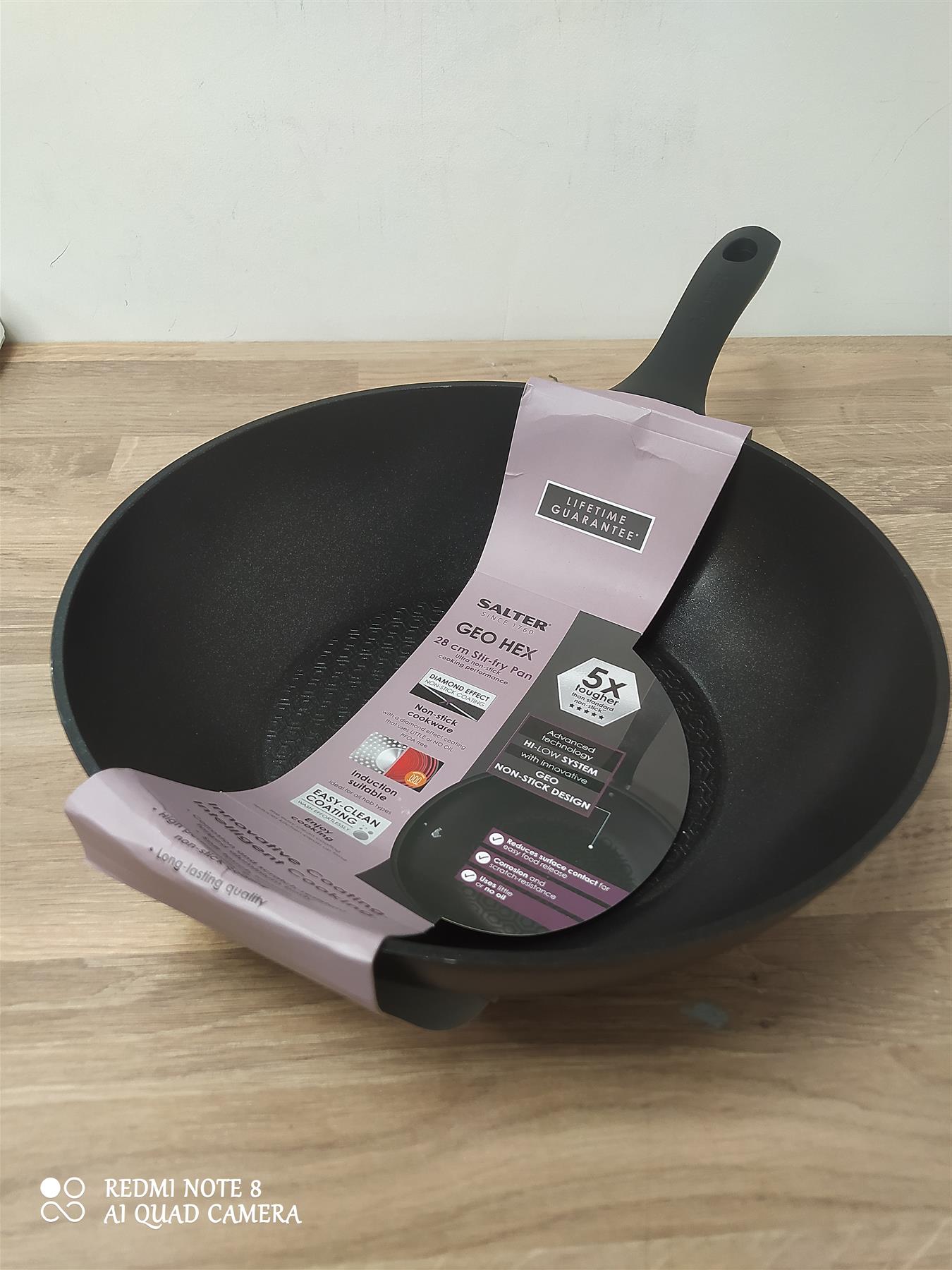 Salter Geo Hex 28.7cm Non Stick Pan Aluminium Stir Fry Kitchen Cooking Roast