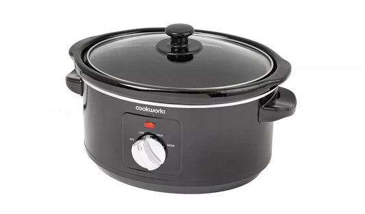 Cookworks 3.5L kitchen Electric Slow Cooker Removable Ceramic Bowl Oval Black