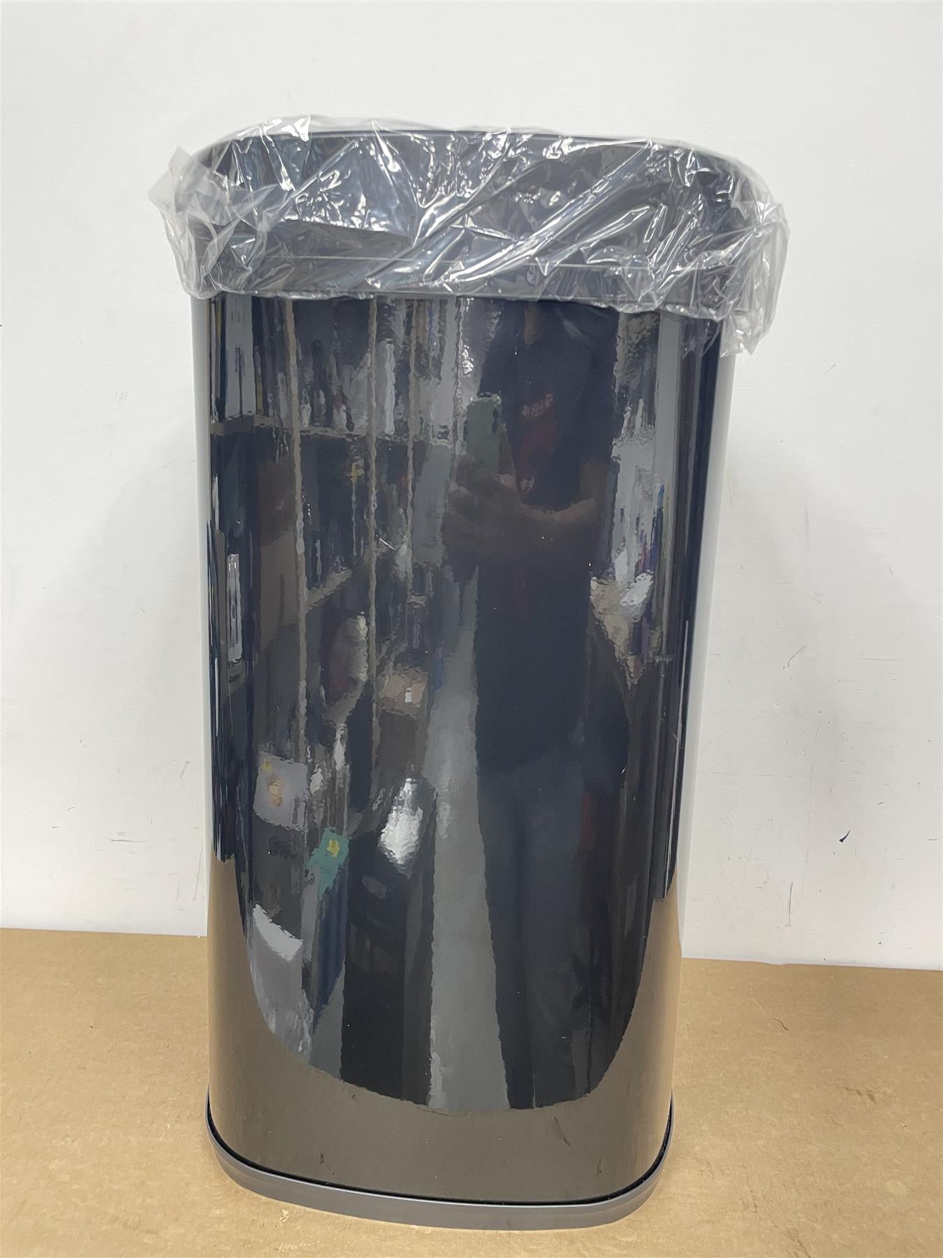 Tower Recycling 42L Square Sensor Bin lid automatically opens easy clean - black