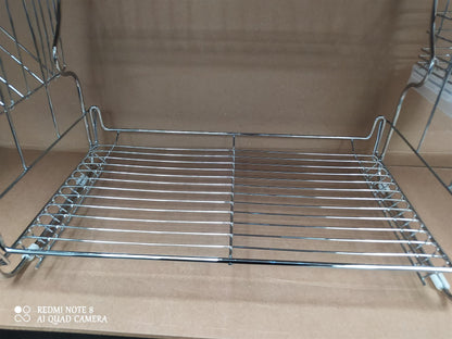 Home 2 Tier Wire Dish Drainer Kitchen Sink Drying Rack Bowl Plate Holder Silver