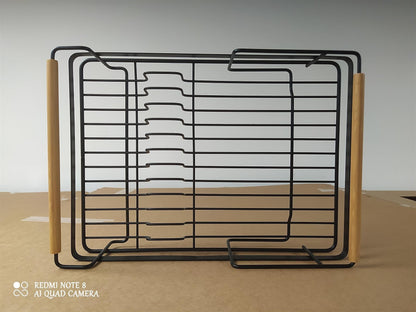 Habitat Wire Dish drainer Kitchen Sink Counter Cutlery Holder Plate Wood&Black