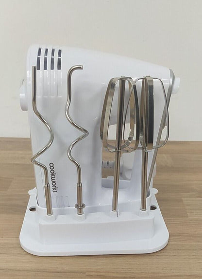 Cookworks Electric Hand held Mixer Whisk Egg Beater with storage dough hook cake