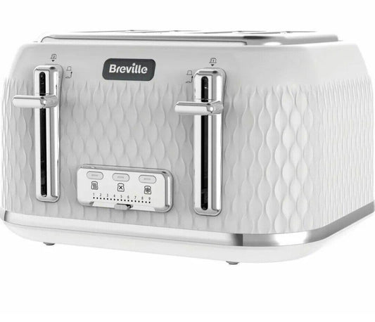 Breville Curve 4 Slice Electric Toaster VTT911  9 settings classy White & Chrome