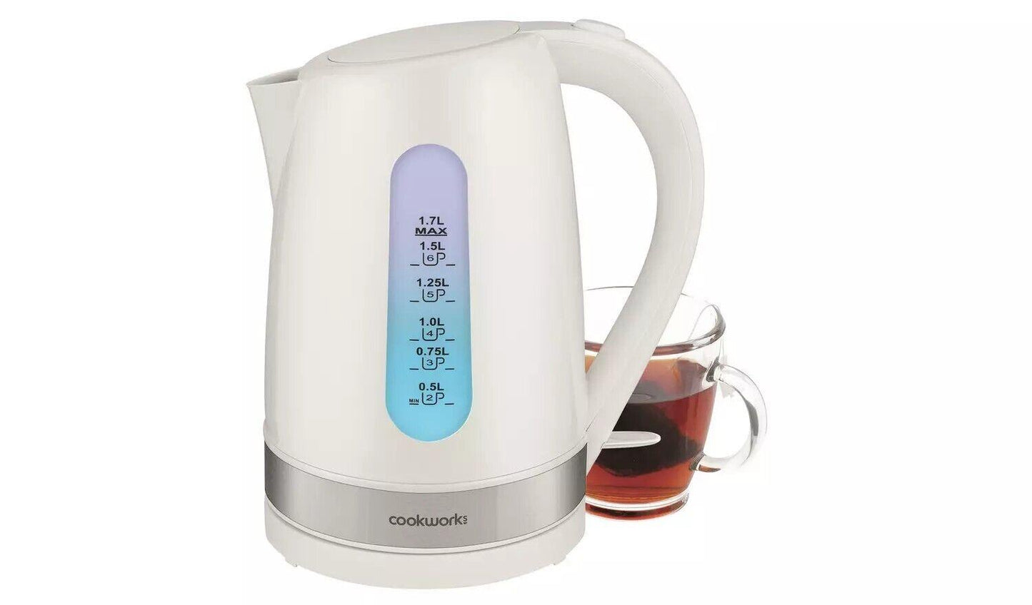 Cookworks kettle Plastic Illuminated rapid boil hot water Auto shut off - White